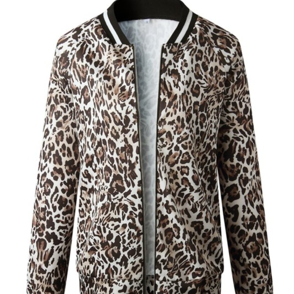 Leopard Stripe Stadium Jacket